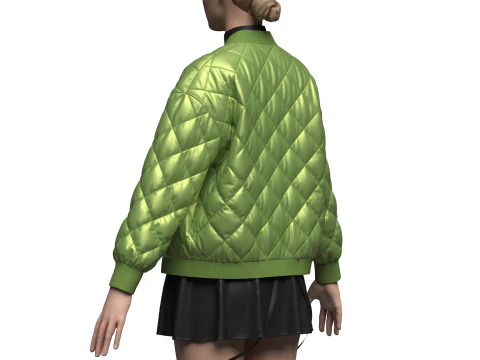 Female dress And Puffer Jacket 3D Model