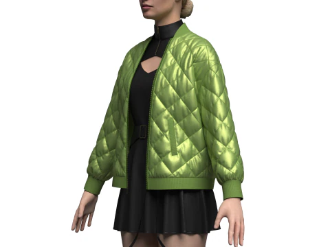 Female dress And Puffer Jacket 3D Model