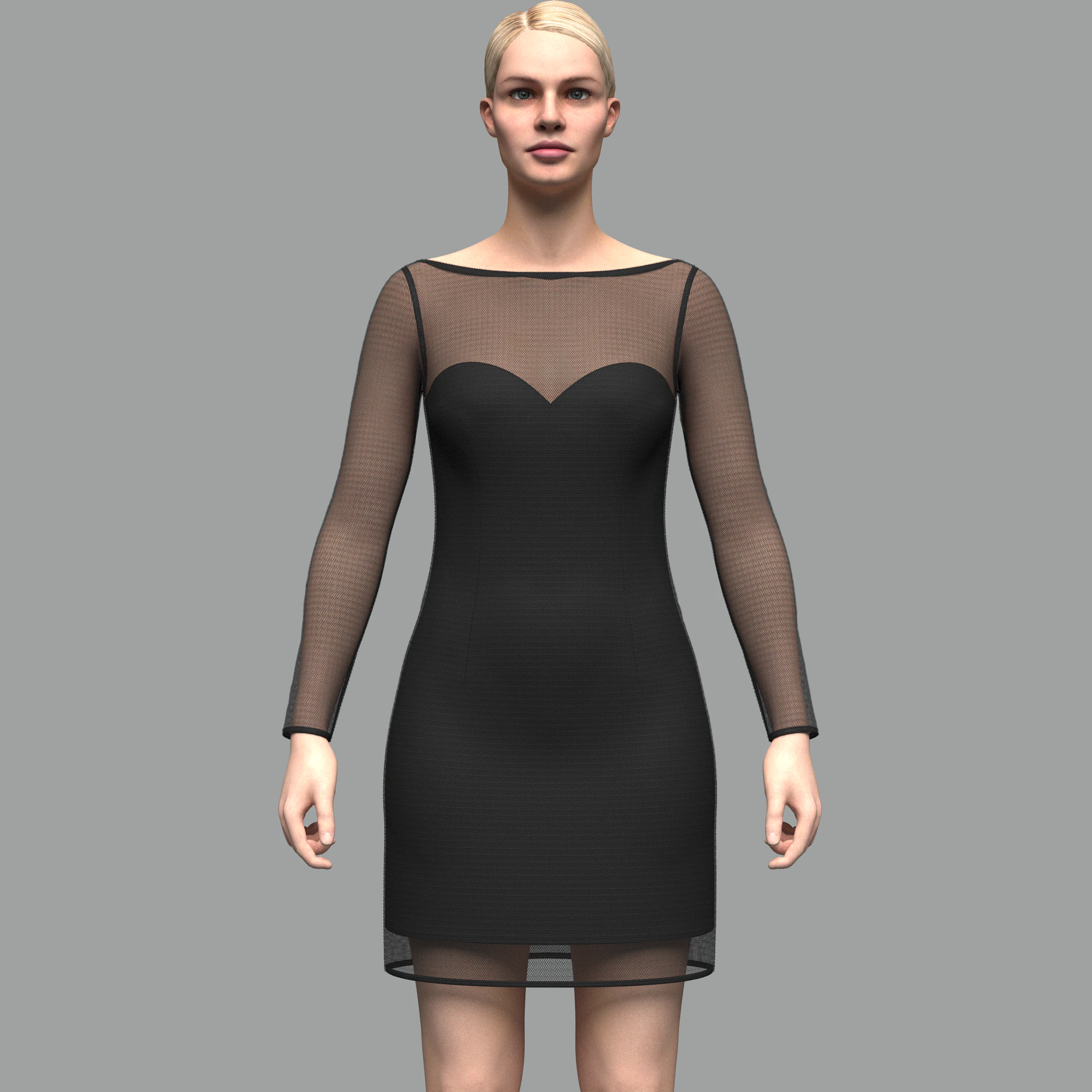 Female Mesh Dress 3D Model .c4d .max .obj .3ds .fbx .stl .blend