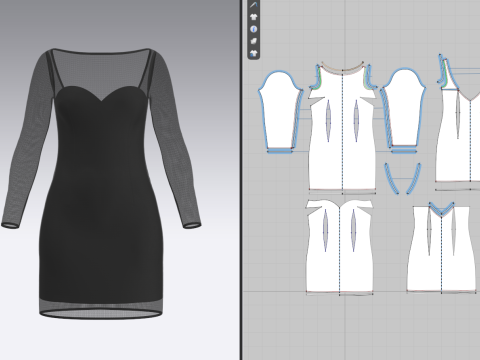 Female Mesh Dress Model 3D