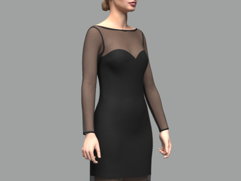 Female Mesh Dress Model 3D