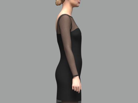 Female Mesh Dress Model 3D