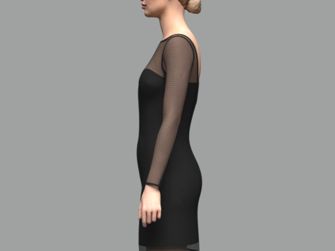 Female Mesh Dress Model 3D