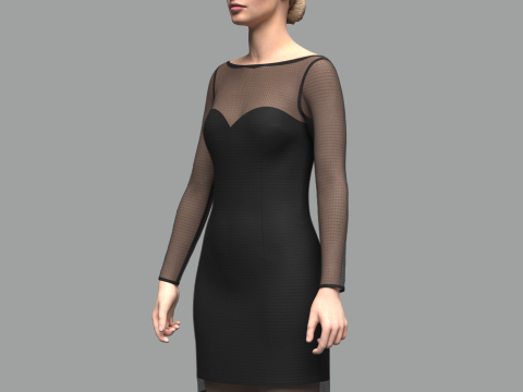 Female Mesh Dress Model 3D