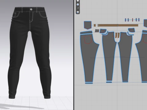 Women Jeans 3D Model