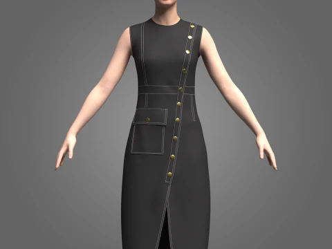 Женский джинсовый костюм 3D Модель