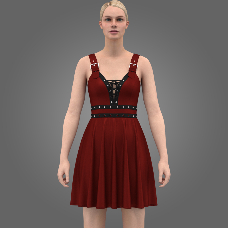 Women Gotic Pank Dress Modelo 3D .c4d .max .obj .3ds .fbx .stl .blend
