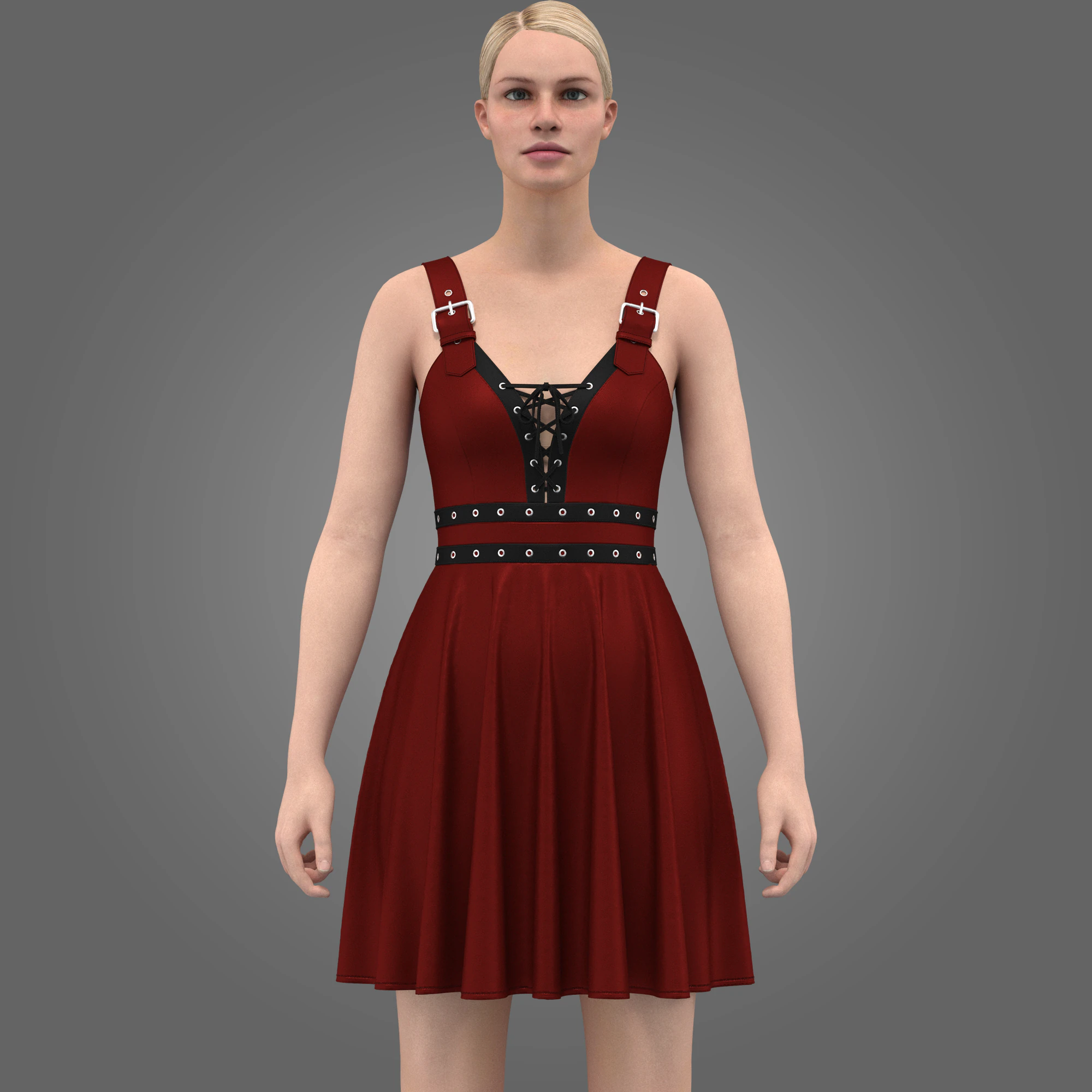 Women Gotic Pank Dress 3D Model .c4d .max .obj .3ds .fbx .stl .blend 