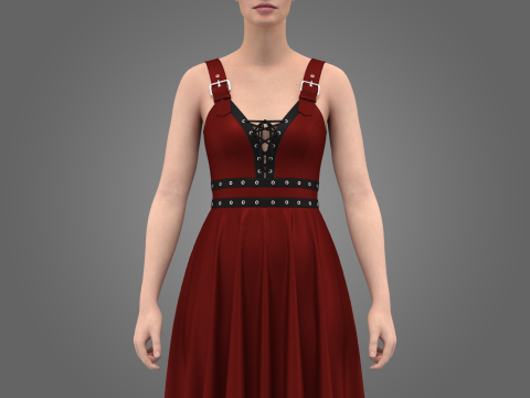 Women Gotic Pank Dress 3Dモデル