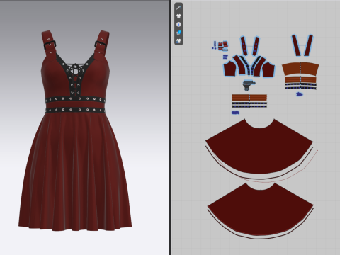Women Gotic Pank Dress Modelo 3D