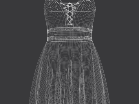 Women Gotic Pank Dress Modelo 3D