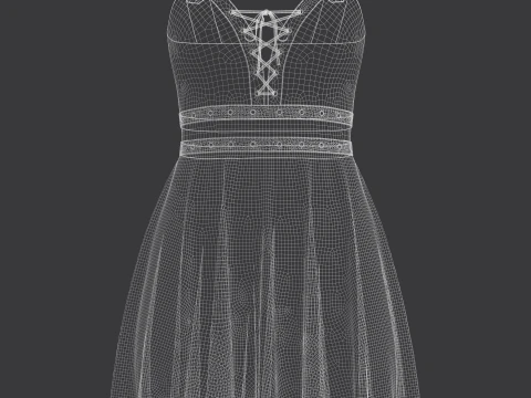 Women Gotic Pank Dress 3D Model