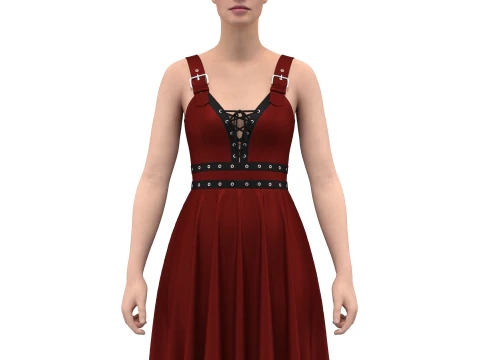Women Gotic Pank Dress 3D Model