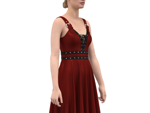 Women Gotic Pank Dress Modelo 3D
