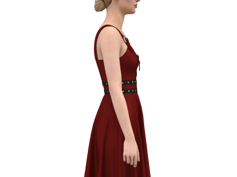 Women Gotic Pank Dress Modelo 3D