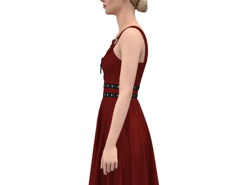 Women Gotic Pank Dress 3D Model