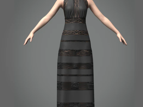 Długa sukienka Model 3D