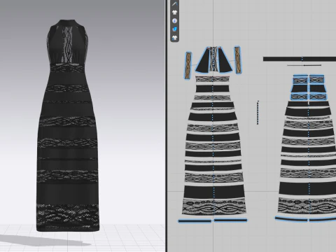 Vestido longo Modelo 3D