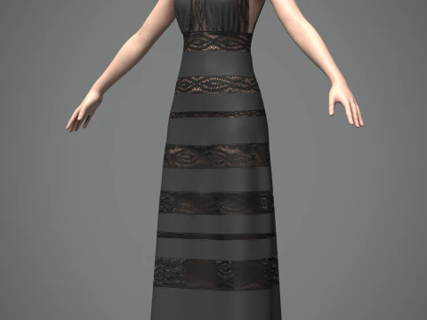 Vestido longo Modelo 3D