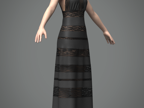 Long Dress Modèle 3D