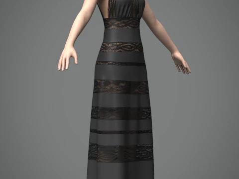 Vestido longo Modelo 3D
