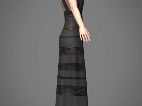 Vestido longo Modelo 3D