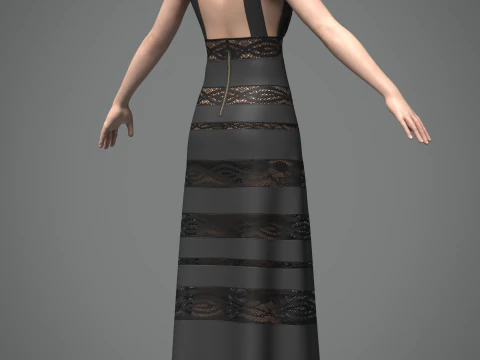 Vestido longo Modelo 3D