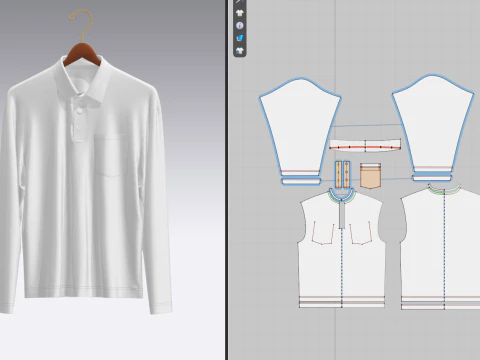 Men Oversized Polo On Hanger 3D Model