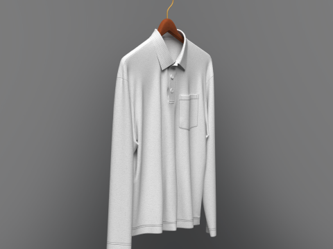 Men Oversized Polo On Hanger 3D Модель