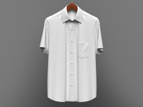 Men Loose Fit Half Slv Shirt On Hanger 3D 모델