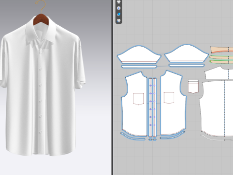 Men Loose Fit Half Slv Shirt On Hanger Modelo 3D