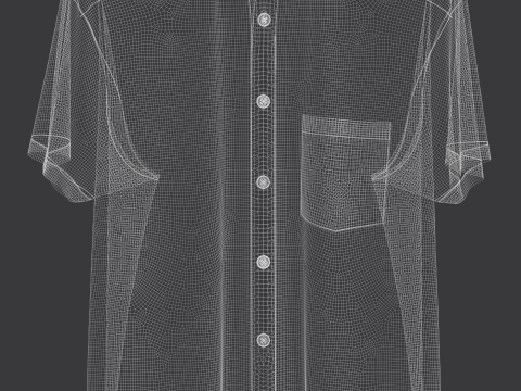 Men Loose Fit Half Slv Shirt On Hanger Modelo 3D