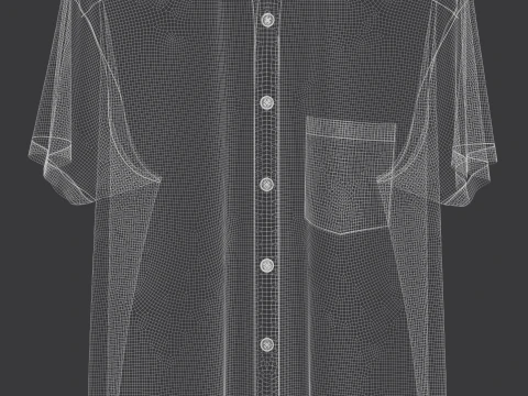 Men Loose Fit Half Slv Shirt On Hanger 3D Model