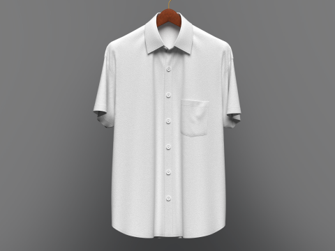 Men Loose Fit Half Slv Shirt On Hanger Modelo 3D