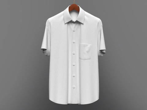 Men Loose Fit Half Slv Shirt On Hanger 3D Model