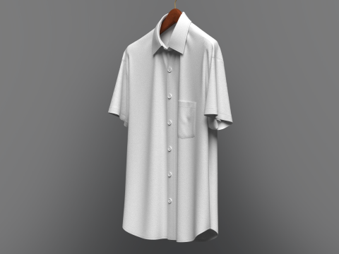 Men Loose Fit Half Slv Shirt On Hanger Modelo 3D
