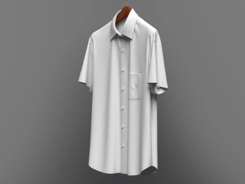 Men Loose Fit Half Slv Shirt On Hanger 3D Model