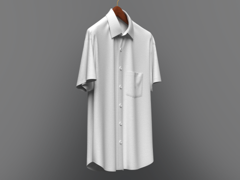 Men Loose Fit Half Slv Shirt On Hanger Modelo 3D