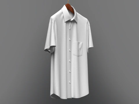 Men Loose Fit Half Slv Shirt On Hanger 3D Model