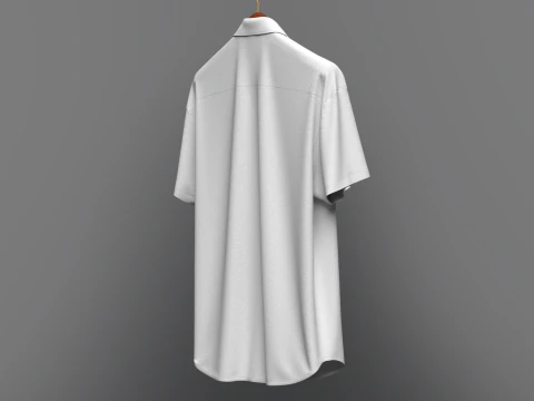 Men Loose Fit Half Slv Shirt On Hanger 3D Model