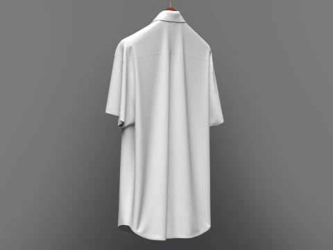 Men Loose Fit Half Slv Shirt On Hanger 3D Model
