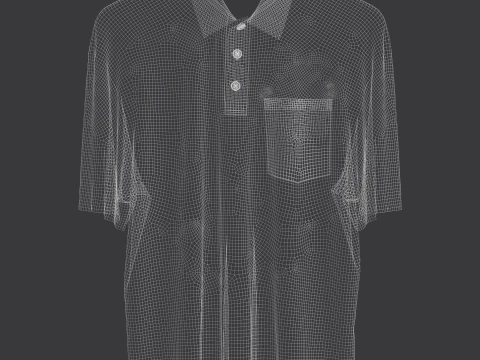 Men Oversized Polo On Hanger 3D Model
