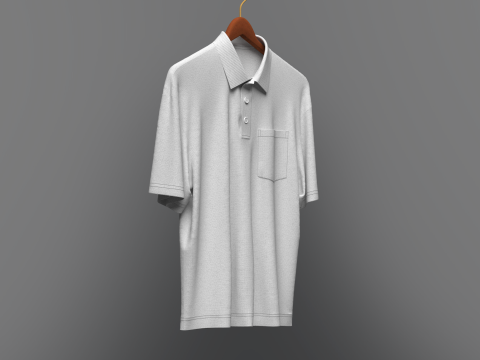 Men Oversized Polo On Hanger 3D Модель