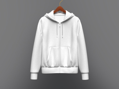 Men Front Zip Hoodie On Hanger 3D 모델