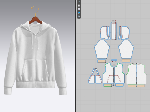 Men Front Zip Hoodie On Hanger Modelo 3D