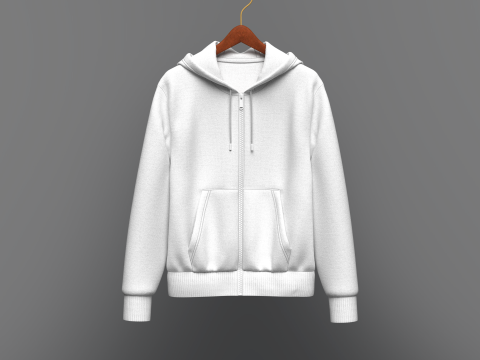 Men Front Zip Hoodie On Hanger Modelo 3D