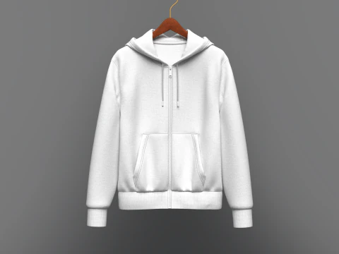 Moletom com capuz masculino com z&iacute;per frontal no cabide Modelo 3D