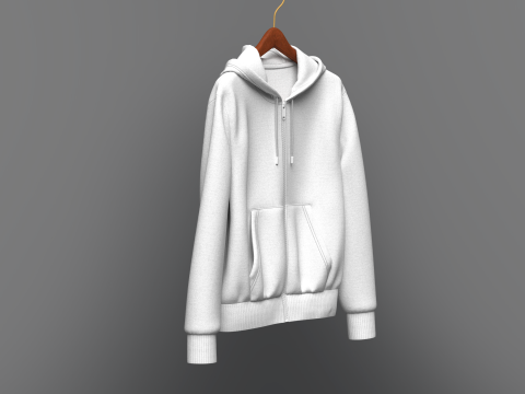 Men Front Zip Hoodie On Hanger Modelo 3D