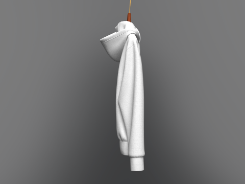 Men Front Zip Hoodie On Hanger Modelo 3D