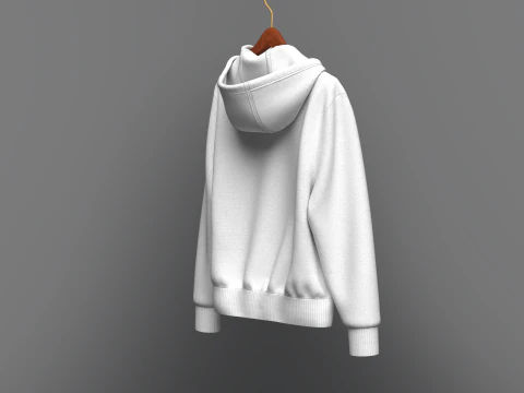 Moletom com capuz masculino com z&iacute;per frontal no cabide Modelo 3D